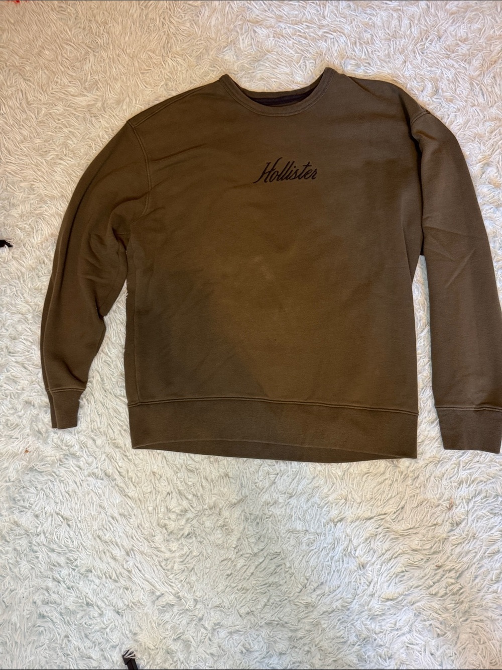 Hollister Men's Olive Brown Crewneck Sweatshirt